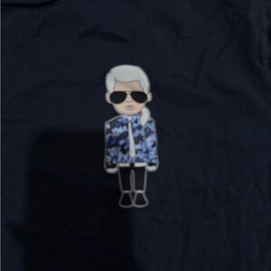 Karl Lagerfeld Graphic Tee with Blue Camouflage Character